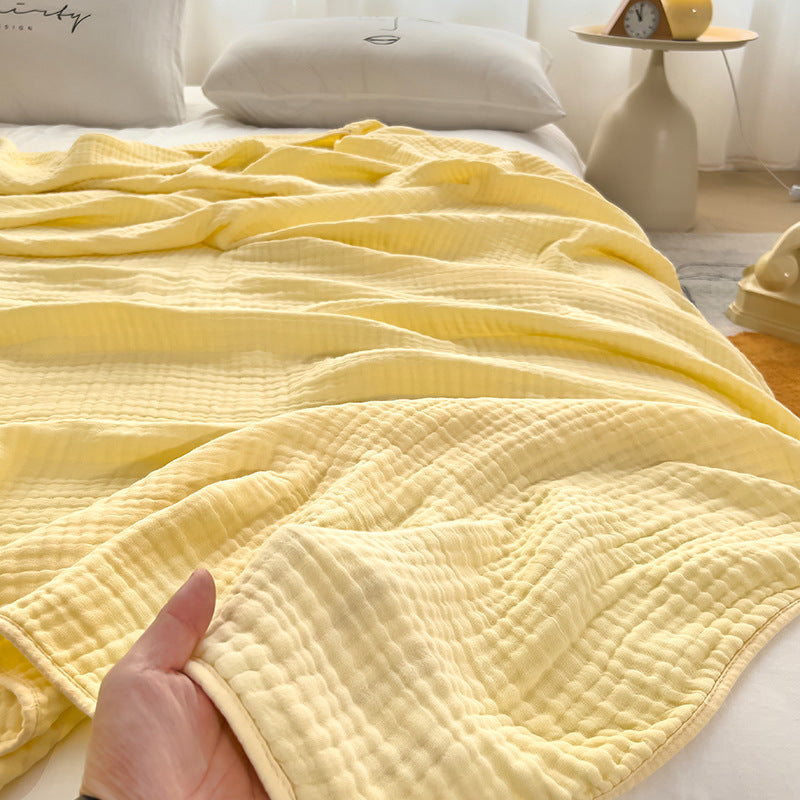 6-Layer Cotton Gauze Meditation Blanket - Baby-Safe 60S High-Density Bubble Weave, All-Season Yoga Throw