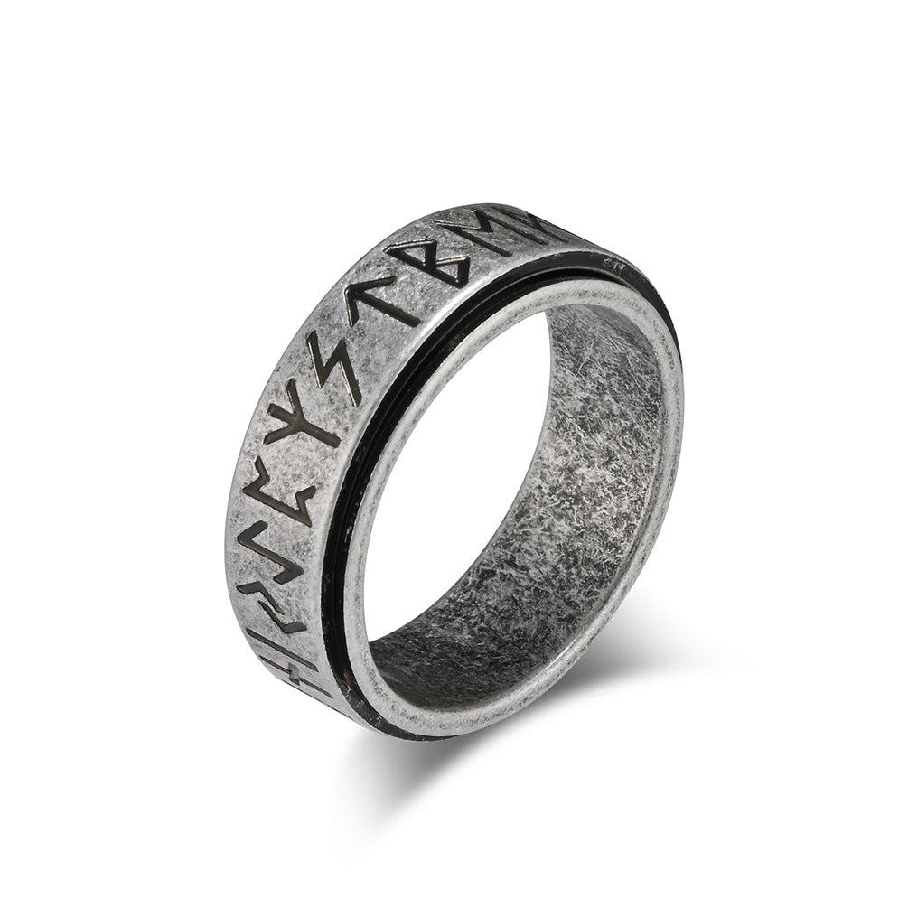 Nordic Viking Rune Spinning Meditation Ring – Stress Relief Titanium Steel Unisex Minimalist Jewelry
