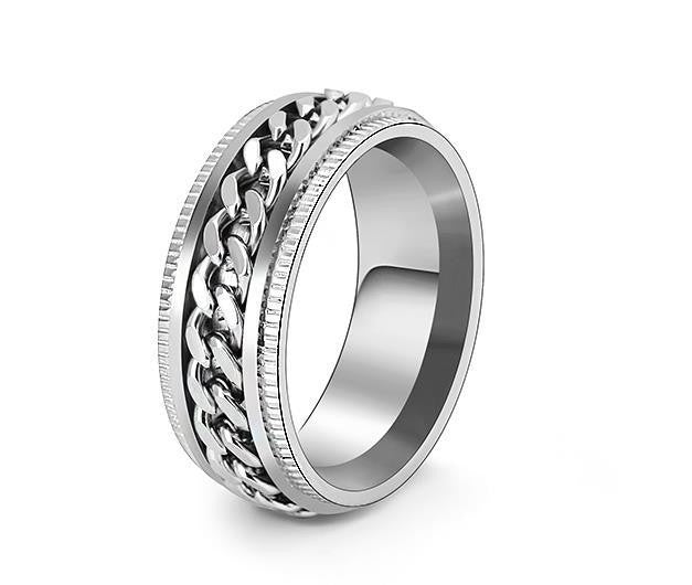 Rotatable Titanium Steel Chain Ring – Fashion Hip Hop Couple Rings, Mindful Meditation Stress Relief Ring