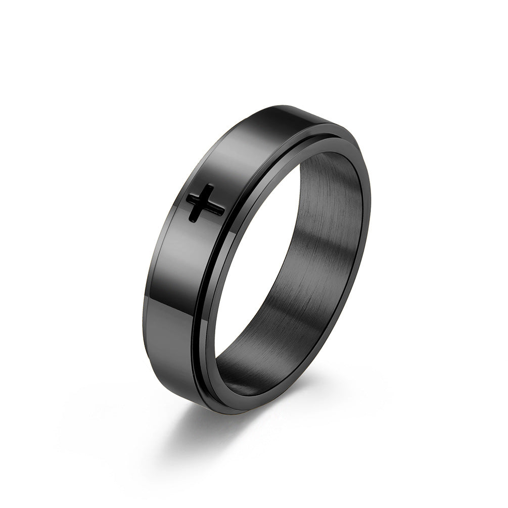 Spinnable Cross Meditation Ring for Anxiety Relief | Stainless Steel Stress Relief Jewelry | Unisex