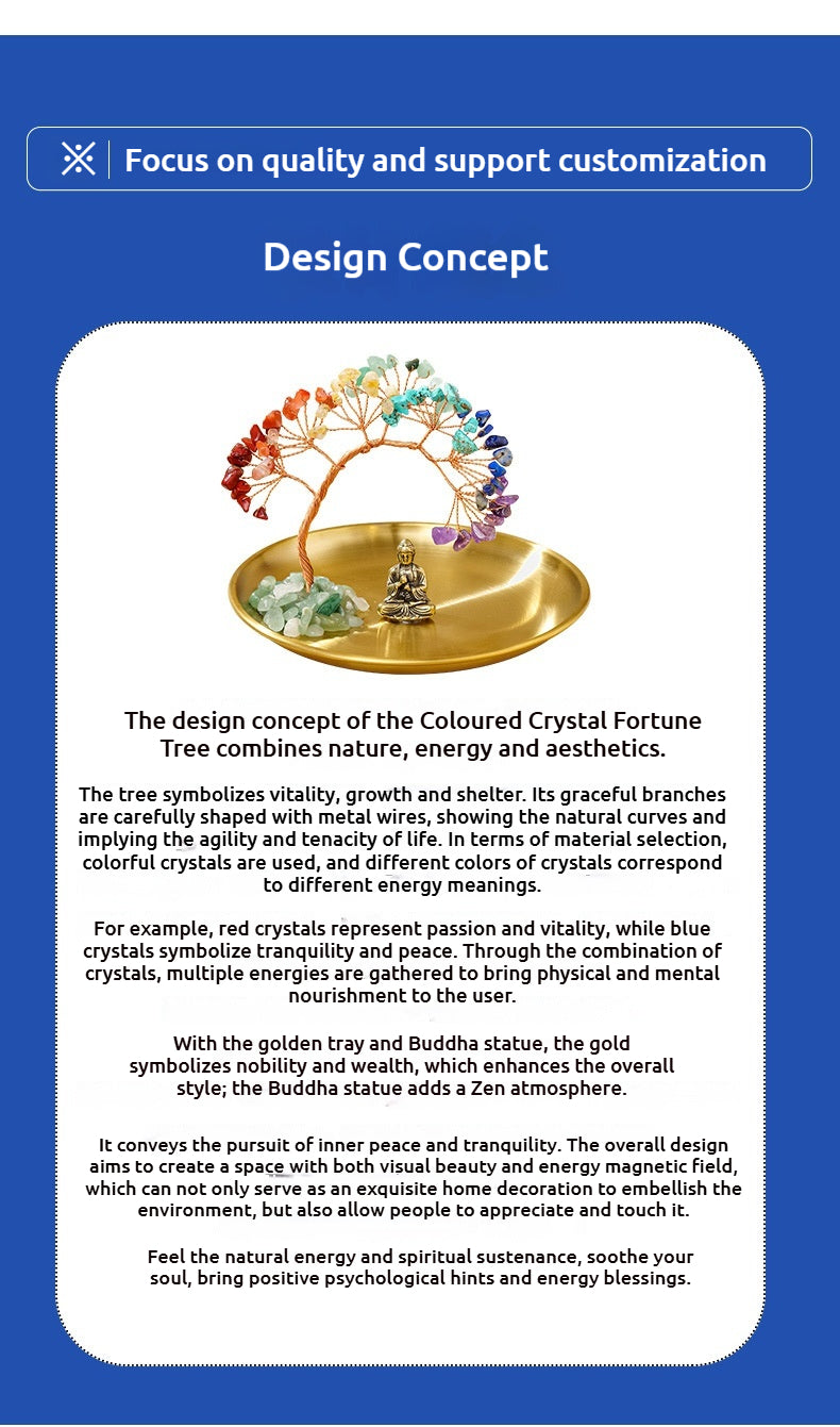 Runke Jewelry 7Chakras Crystal Tree Decor – Buddha Zen Meditation Yoga Feng Shui Ornament with Colorful Crystal