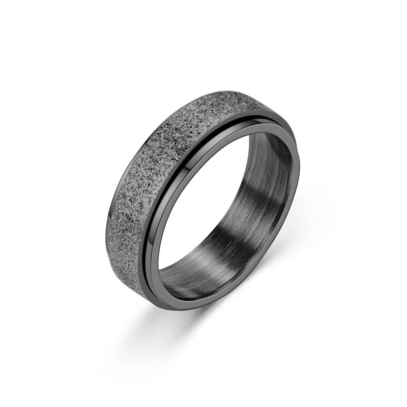 Matte Titanium Steel Rotatable Anxiety Relief Ring – Couple Fashion Jewelry (Black/Gold/Silver/Rainbow/Rose Gold/Blue)