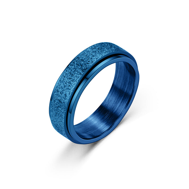 Matte Titanium Steel Rotatable Anxiety Relief Ring – Couple Fashion Jewelry (Black/Gold/Silver/Rainbow/Rose Gold/Blue)