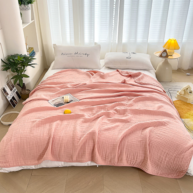 6-Layer Cotton Gauze Meditation Blanket - Baby-Safe 60S High-Density Bubble Weave, All-Season Yoga Throw