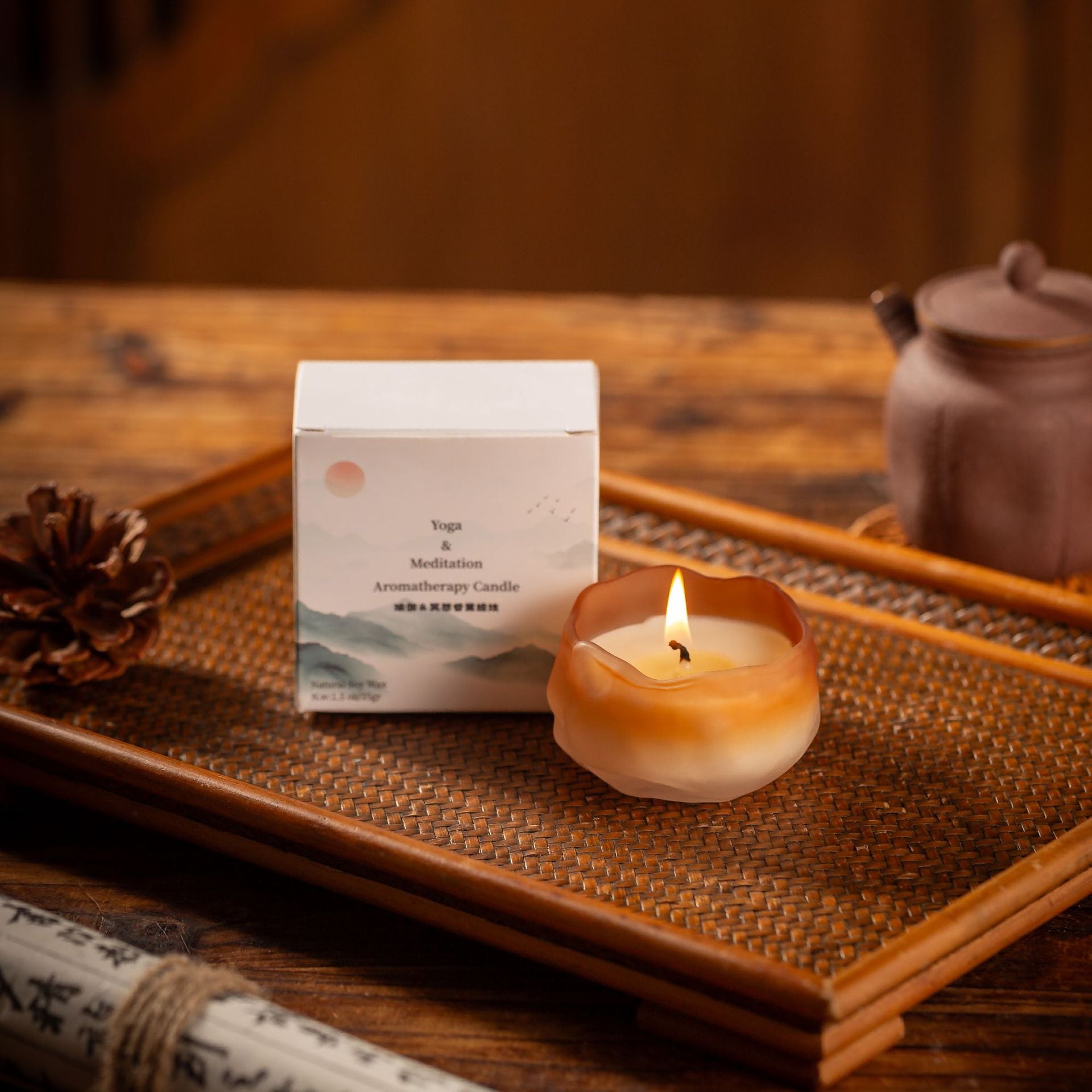 Chinese Style Yoga & Meditation Aromatherapy Soy Wax Candle (Multiple Scents & Colors) - 35g, 6H Burn Time