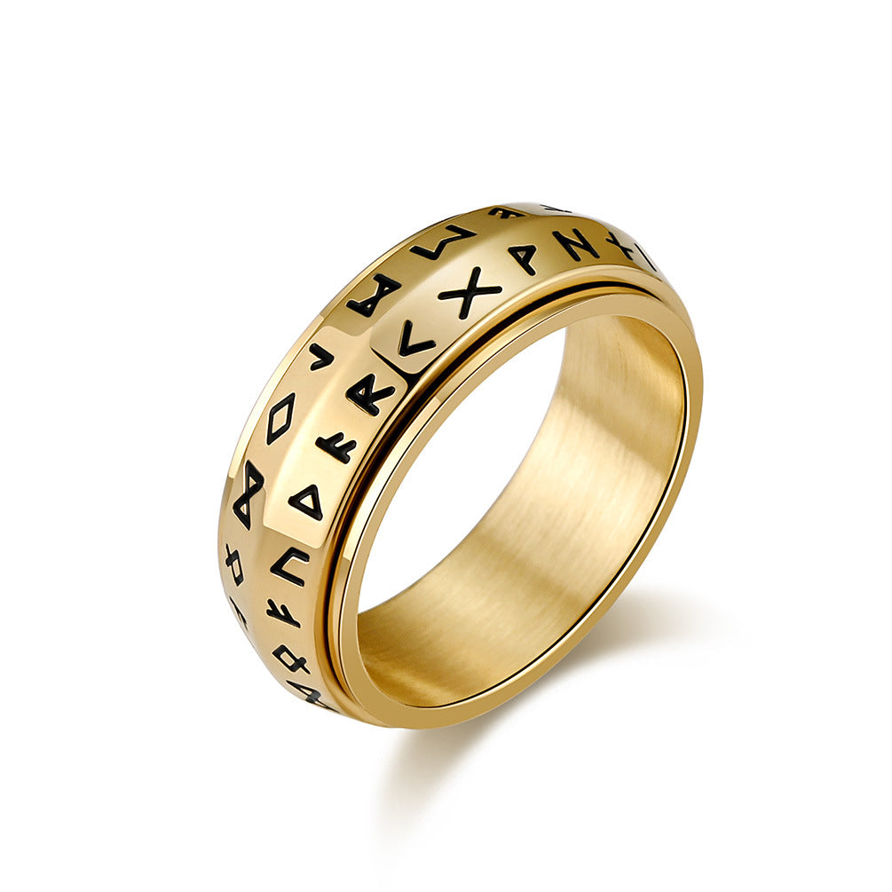 Nordic Viking Spinning Titanium Steel Ring – Men’s Meditation Jewelry for Stress Relief & Anxiety