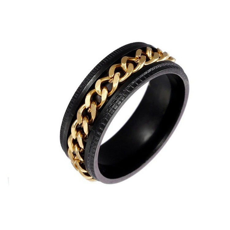 Titanium Steel Geometric Rings - Trendy Euro & Korean Minimalist Style (Black/Gold/Rainbow/Silver/Rose Gold)