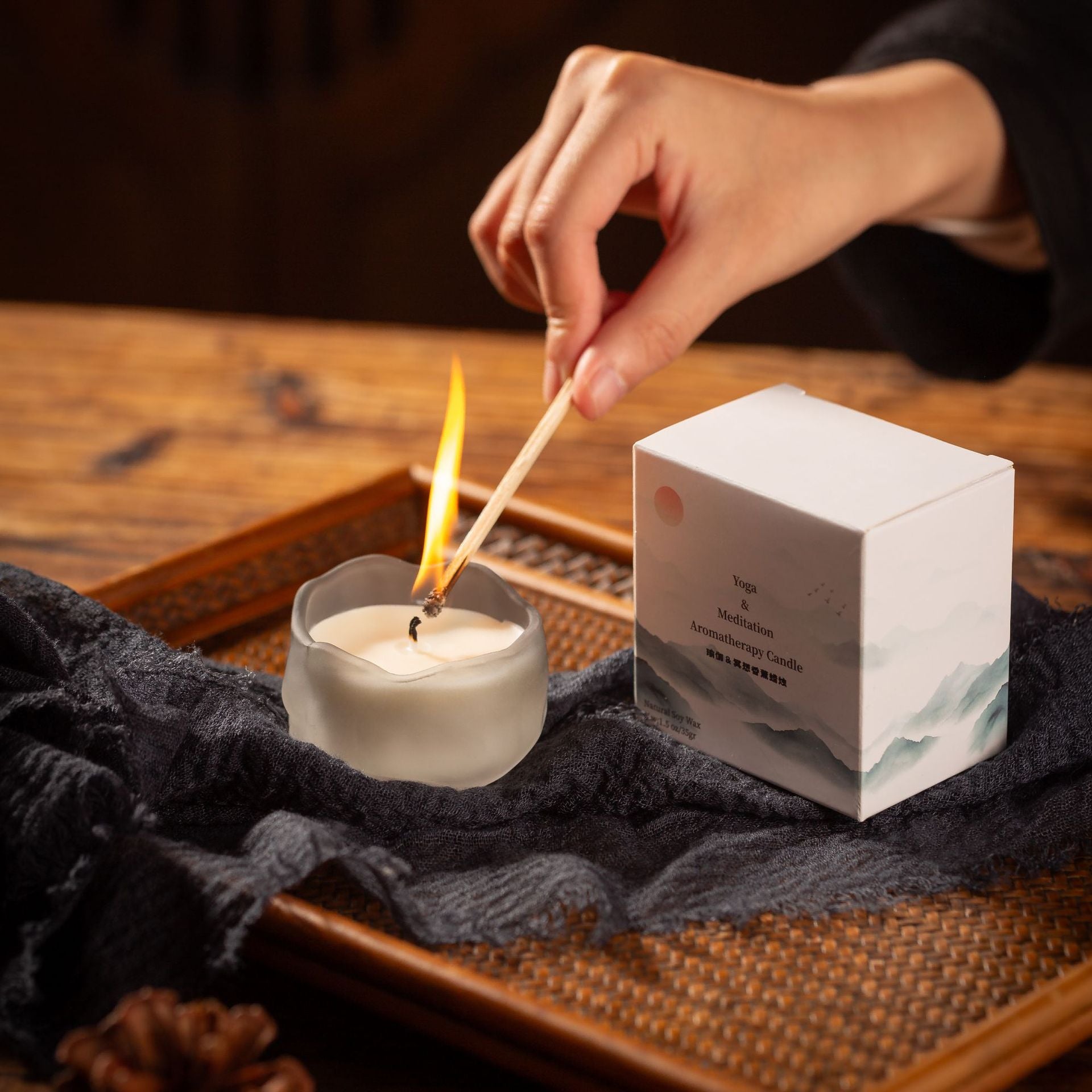 Chinese Style Yoga & Meditation Aromatherapy Soy Wax Candle (Multiple Scents & Colors) - 35g, 6H Burn Time