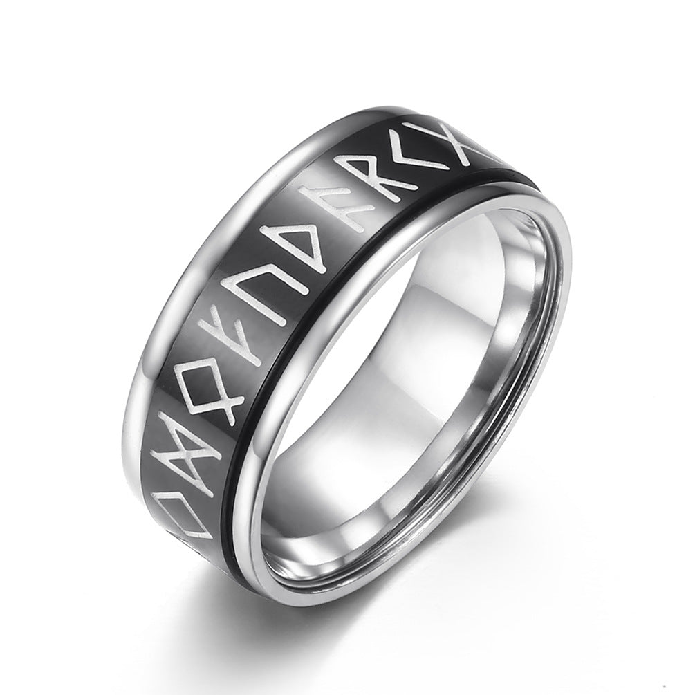 Nordic Viking Rune Spinning Meditation Ring – Glow in The Dark Minimalist Ring (Unisex)