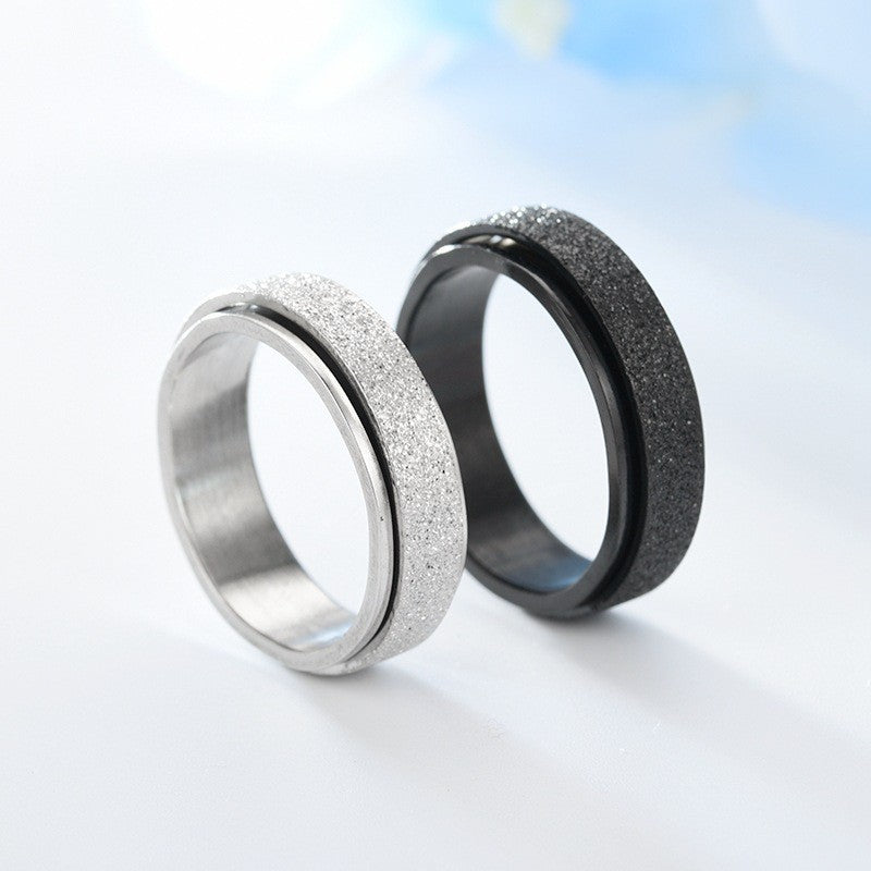 Matte Titanium Steel Rotatable Anxiety Relief Ring – Couple Fashion Jewelry (Black/Gold/Silver/Rainbow/Rose Gold/Blue)