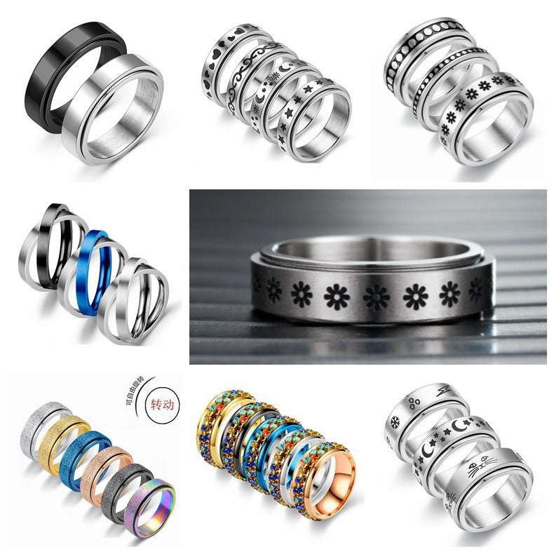 Titanium Steel Geometric Rings - Trendy Euro & Korean Minimalist Style (Black/Gold/Rainbow/Silver/Rose Gold)