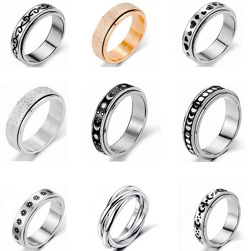 Titanium Steel Geometric Rings - Trendy Euro & Korean Minimalist Style (Black/Gold/Rainbow/Silver/Rose Gold)