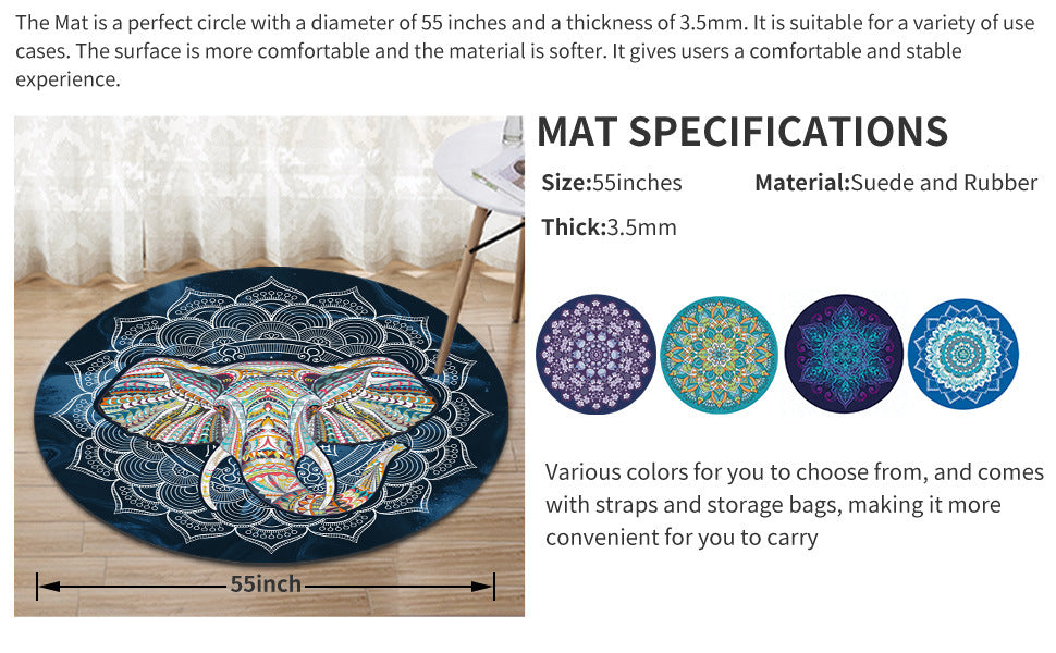 Suede & Natural Rubber Meditation Yoga Mat – Non-Slip Round Zen Mat for Yoga, Pilates & Workout