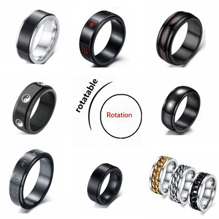 Titanium Steel Geometric Rings - Trendy Euro & Korean Minimalist Style (Black/Gold/Rainbow/Silver/Rose Gold)