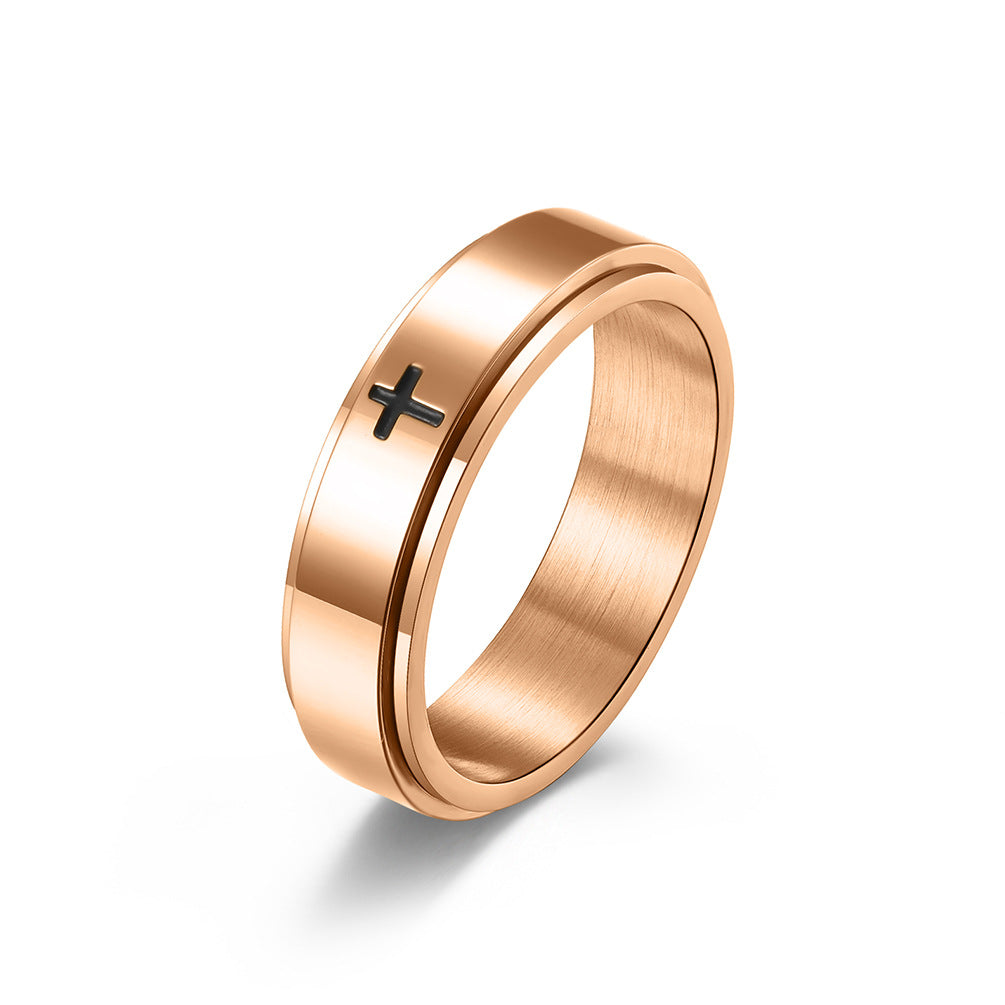 Spinnable Cross Meditation Ring for Anxiety Relief | Stainless Steel Stress Relief Jewelry | Unisex