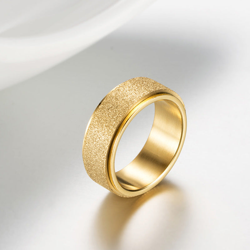 Matte Titanium Steel Rotatable Anxiety Relief Ring – Couple Fashion Jewelry (Black/Gold/Silver/Rainbow/Rose Gold/Blue)