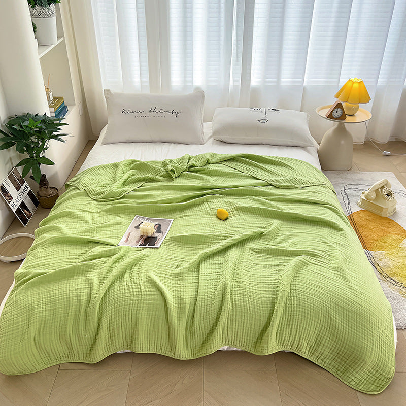 6-Layer Cotton Gauze Meditation Blanket - Baby-Safe 60S High-Density Bubble Weave, All-Season Yoga Throw