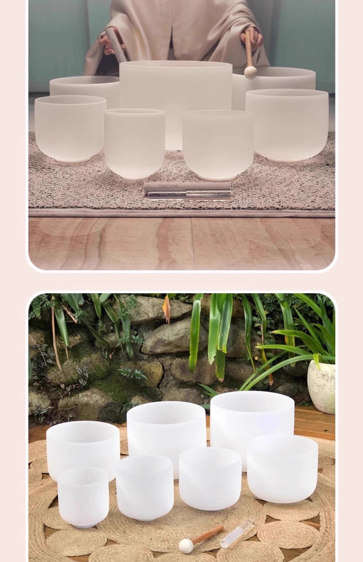 432Hz Crystal Singing Bowl Set - Yoga Meditation Sound Healing Bowl, Stress Relief, High-Purity Quartz, Precision Tuned