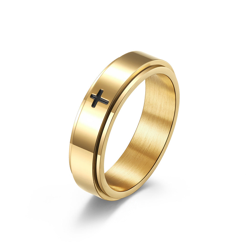 Spinnable Cross Meditation Ring for Anxiety Relief | Stainless Steel Stress Relief Jewelry | Unisex
