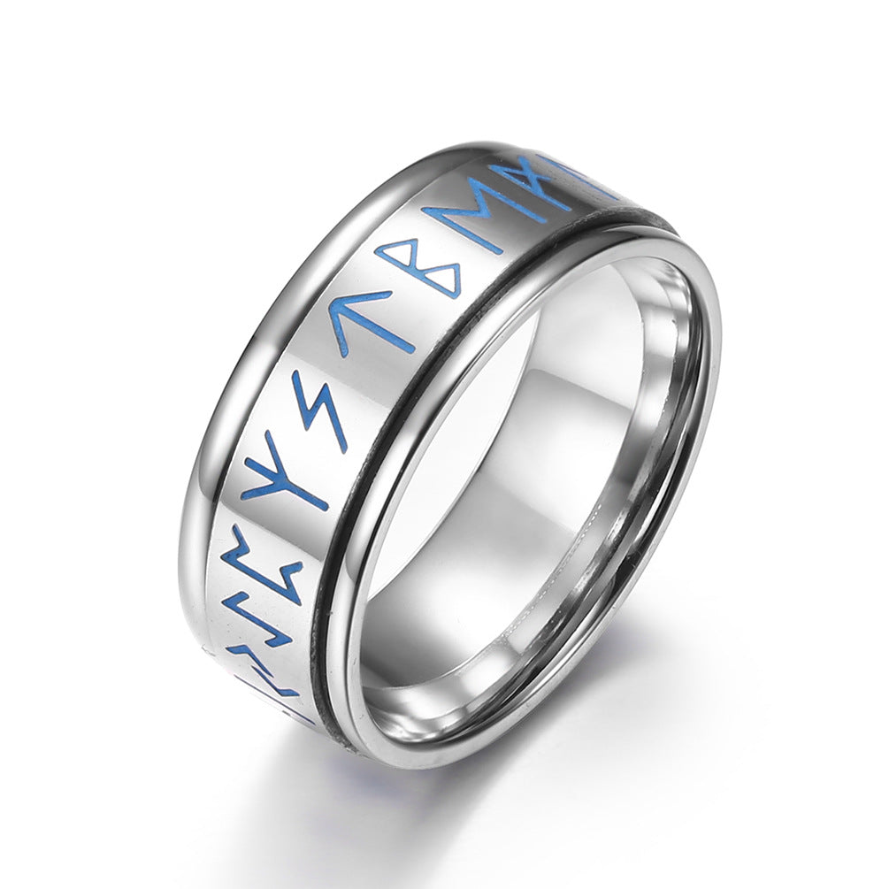 Nordic Viking Rune Spinning Meditation Ring – Glow in The Dark Minimalist Ring (Unisex)