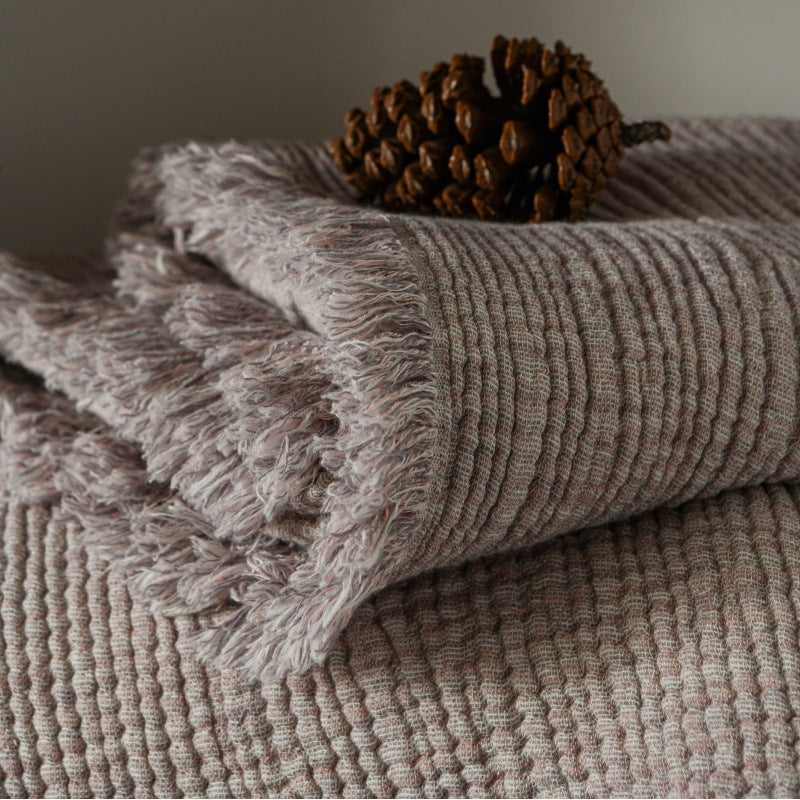 Meditation Yoga Blanket | Cotton Linen Fringe Throw Blanket | All-Season Use | Wabi-Sabi Style | Nap Sofa Blanket | 130*170cm/150*200cm