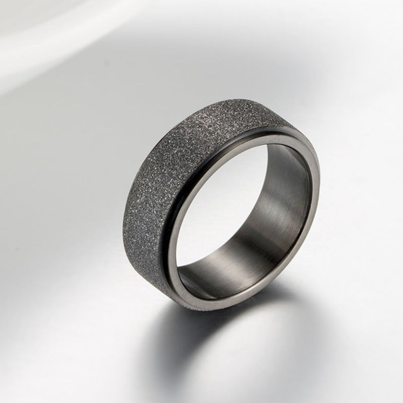 Matte Titanium Steel Rotatable Anxiety Relief Ring – Couple Fashion Jewelry (Black/Gold/Silver/Rainbow/Rose Gold/Blue)