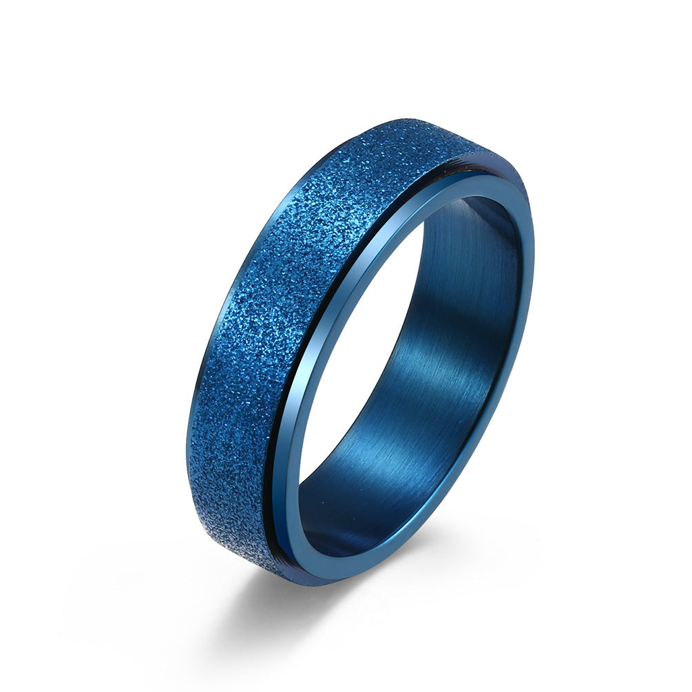 Unisex Minimalist Luxury Matte Pearl Sand Rotatable Titanium Steel Meditation Stress Relief Ring