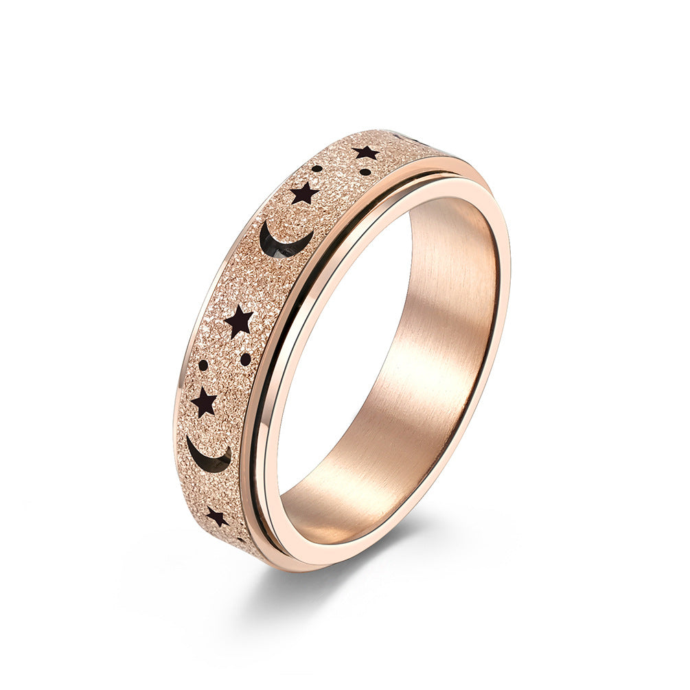 Matte Hollow Star Moon Stainless Steel Spinner Ring for Stress Relief Anxiety – Unisex Meditation Jewelry