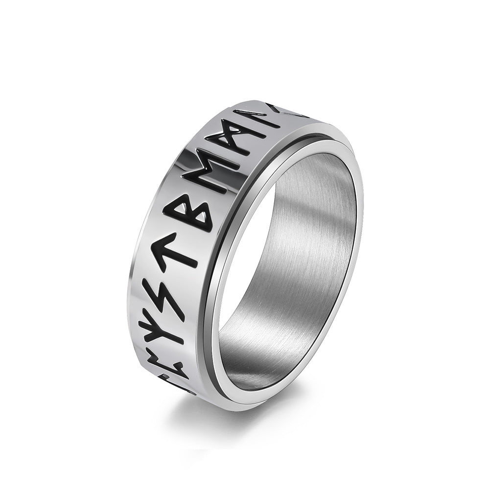 Nordic Viking Rune Spinning Meditation Ring – Stress Relief Titanium Steel Unisex Minimalist Jewelry