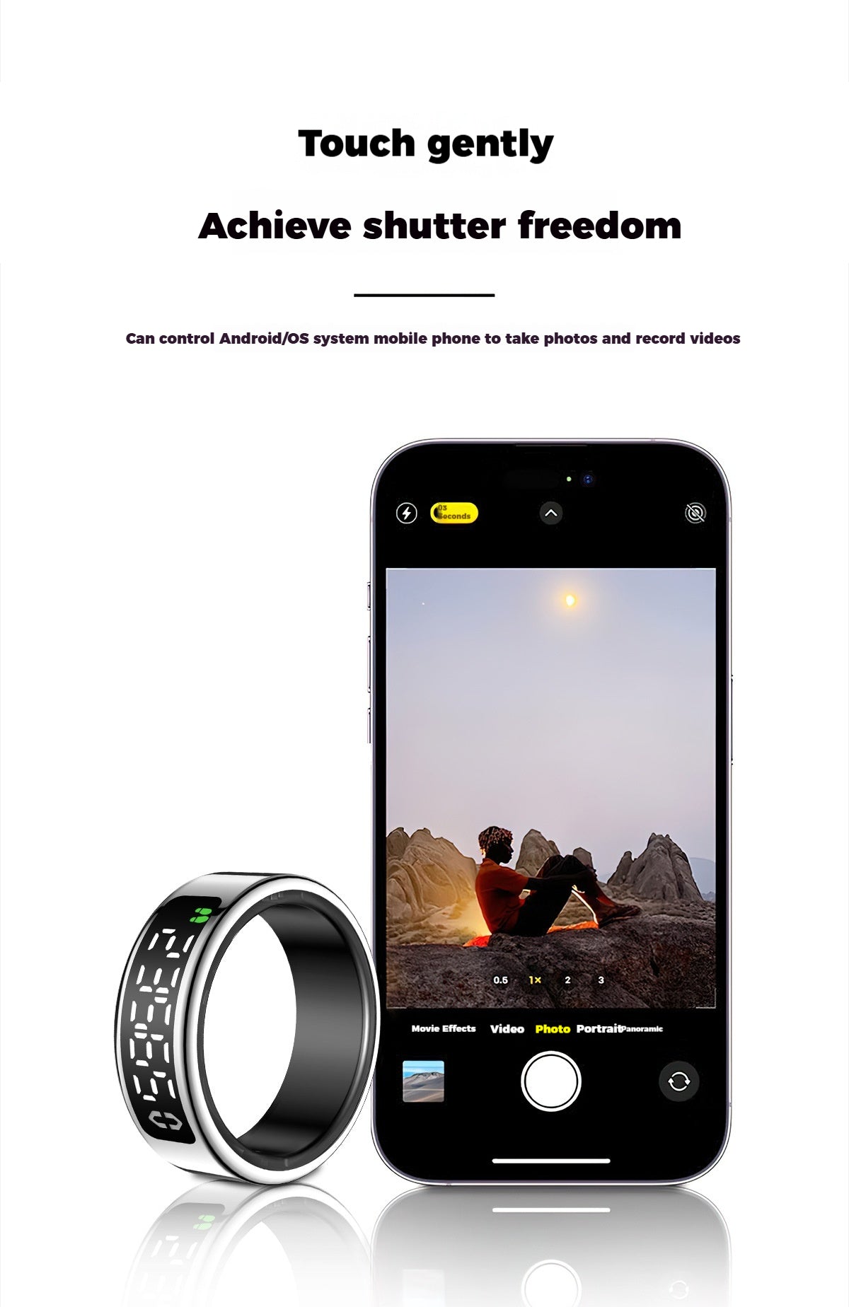SY01 Smart Ring with Display – Health Monitor for Heart Rate, SpO2, Sleep Tracking, Gesture Control, Long Battery Life, IP68 Waterproof