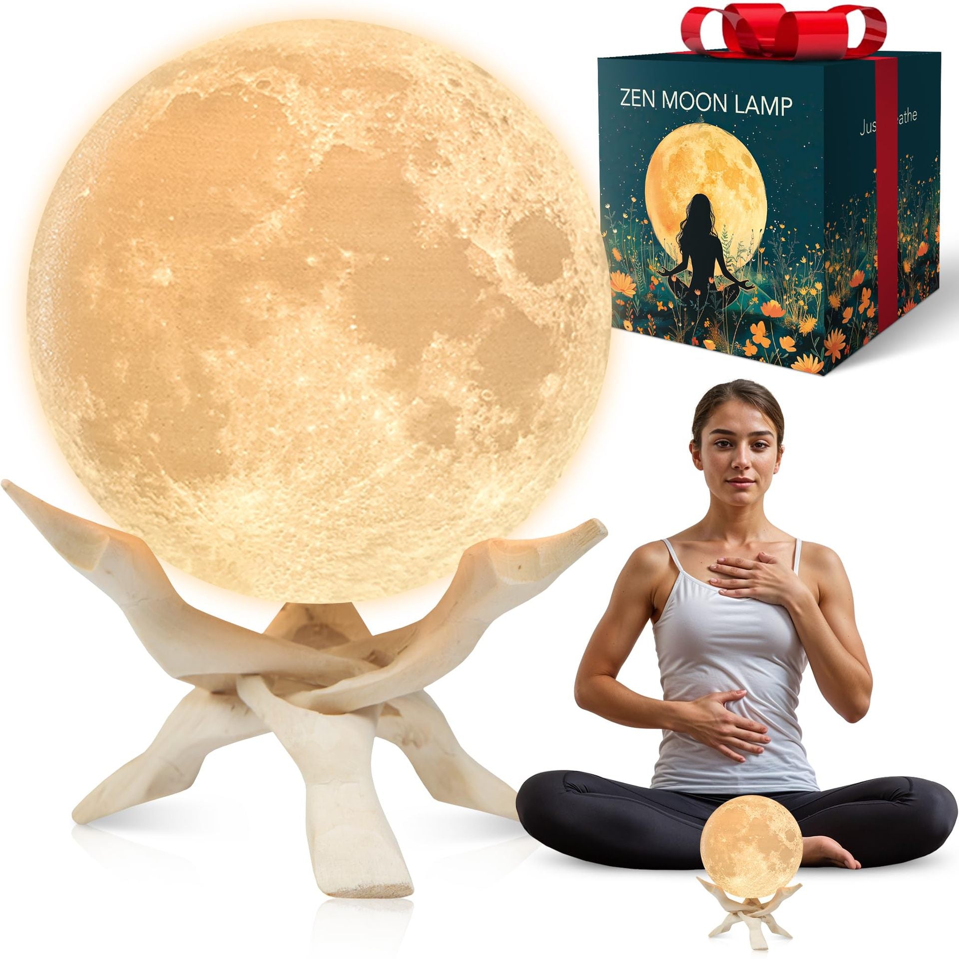 Zen Moon Lamp | Meditation Breathing Night Light | Modern Moon Light | Bedroom Decor | Birthday Gift