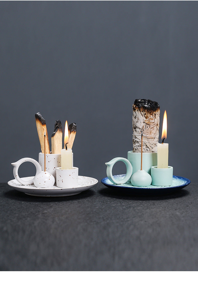 Palo Santo Holder | Sage Burner Tray | Ceramic Incense Burner | Meditation & Zen Aromatherapy | Multi-Functional Home Decor