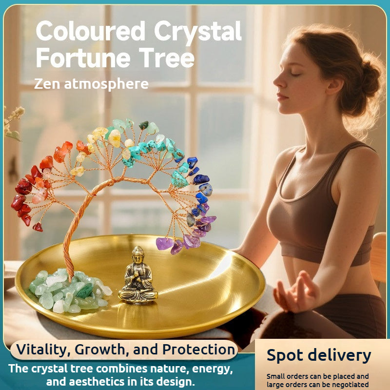 Runke Jewelry 7Chakras Crystal Tree Decor – Buddha Zen Meditation Yoga Feng Shui Ornament with Colorful Crystal