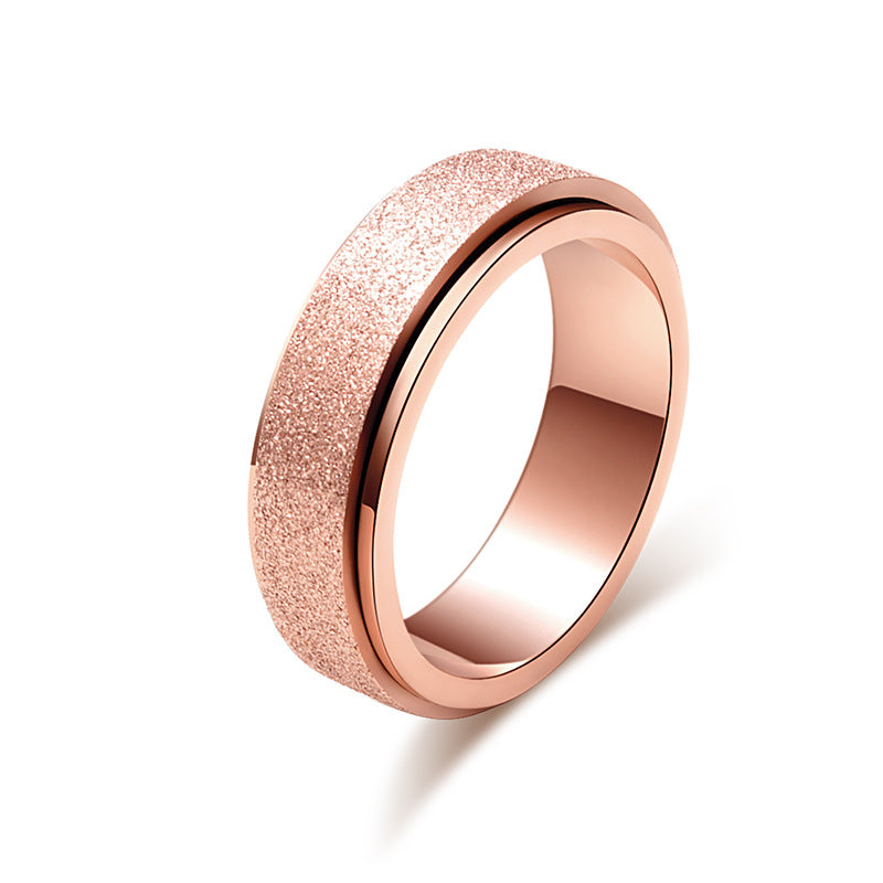 Unisex Minimalist Luxury Matte Pearl Sand Rotatable Titanium Steel Meditation Stress Relief Ring