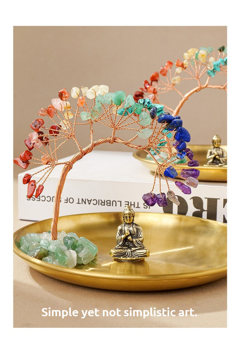 Runke Jewelry 7Chakras Crystal Tree Decor – Buddha Zen Meditation Yoga Feng Shui Ornament with Colorful Crystal