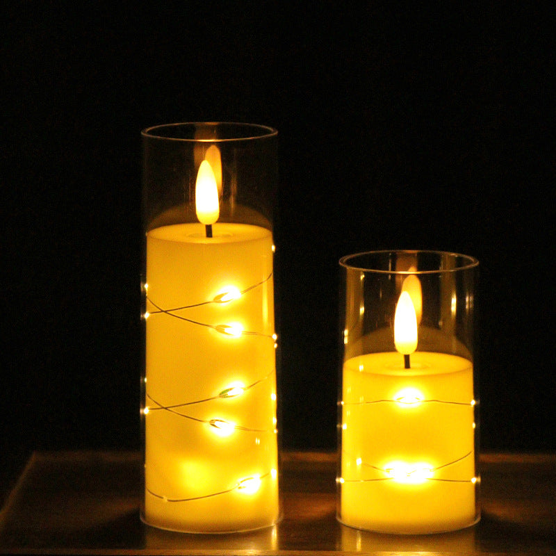 Copper Wire LED Flameless Candle Cup - Remote Control Christmas Party Lights, Meditation Mood Lighting, Restaurant Decor, Acrylic Cup Candles for Wedding
