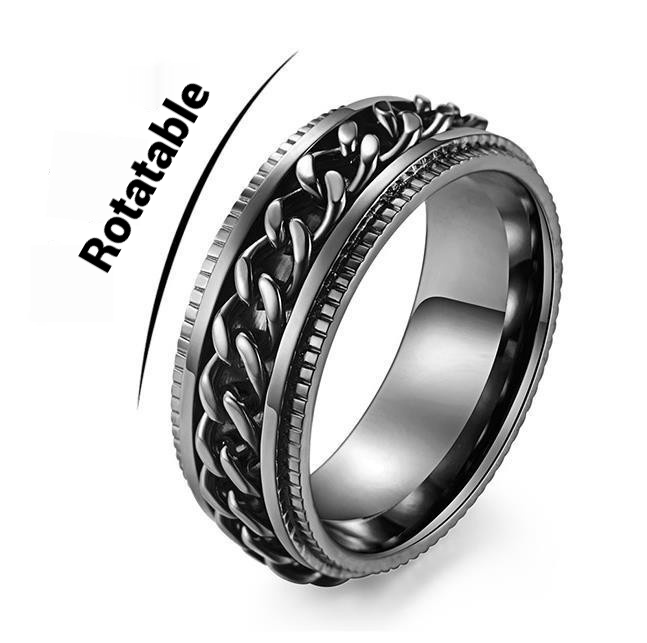 Rotatable Titanium Steel Chain Ring – Fashion Hip Hop Couple Rings, Mindful Meditation Stress Relief Ring