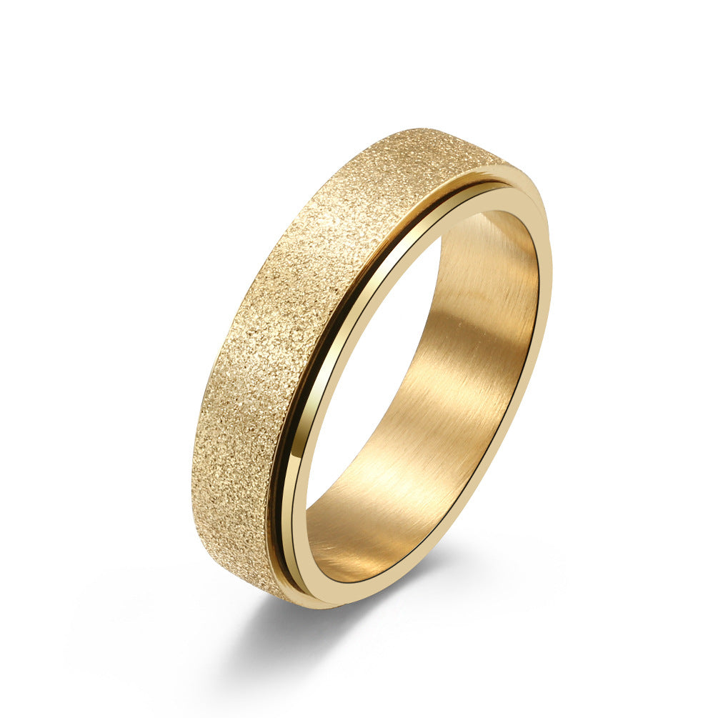 Unisex Minimalist Luxury Matte Pearl Sand Rotatable Titanium Steel Meditation Stress Relief Ring