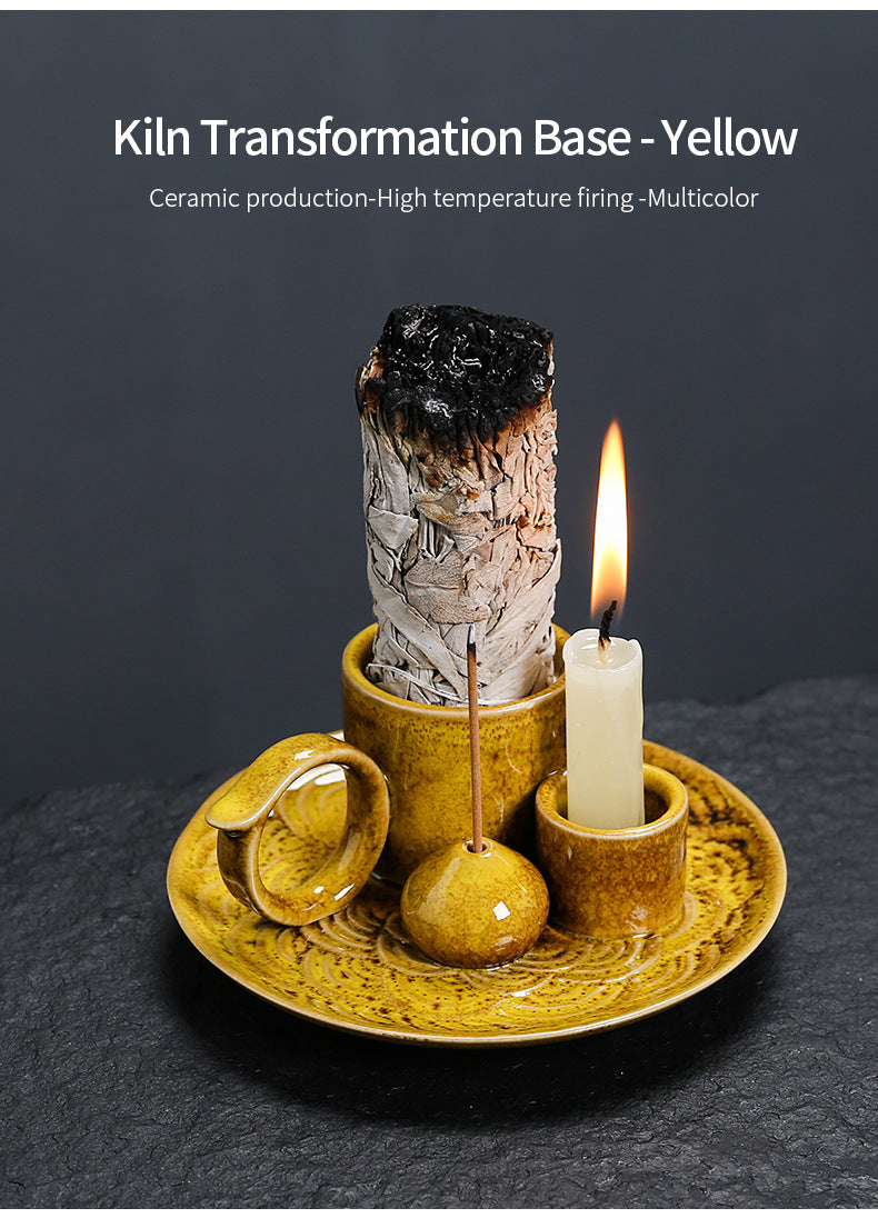 Palo Santo Holder | Sage Burner Tray | Ceramic Incense Burner | Meditation & Zen Aromatherapy | Multi-Functional Home Decor