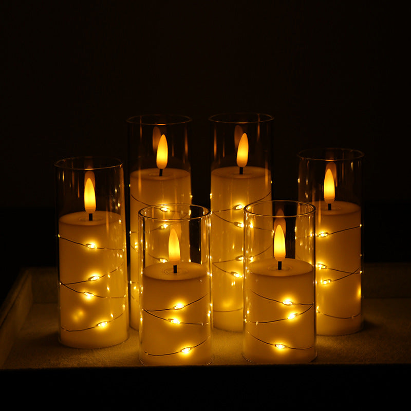 Copper Wire LED Flameless Candle Cup - Remote Control Christmas Party Lights, Meditation Mood Lighting, Restaurant Decor, Acrylic Cup Candles for Wedding