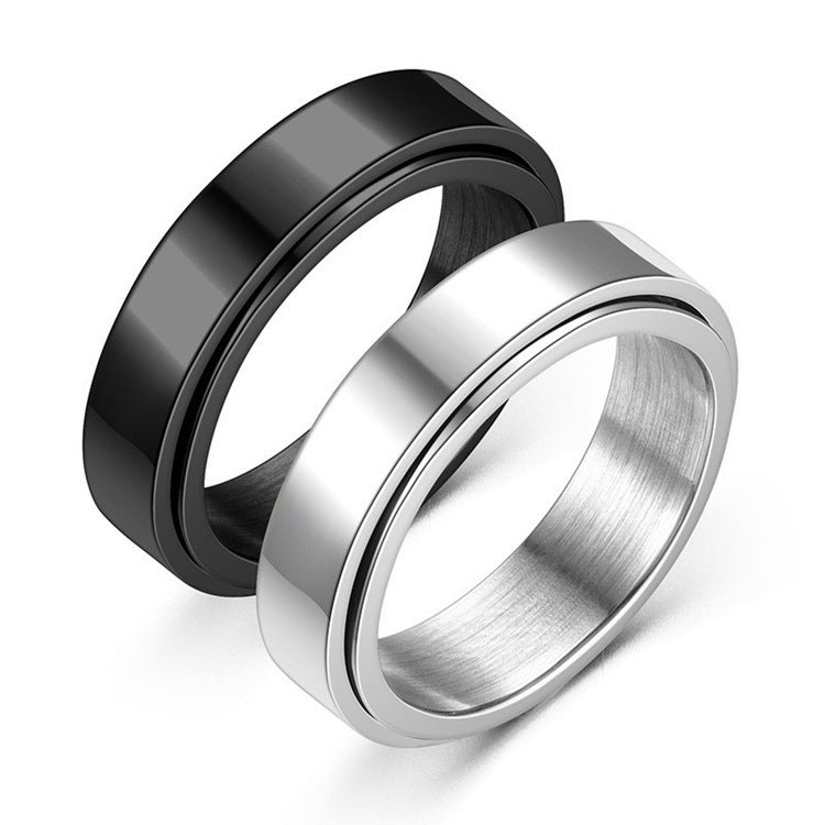 Titanium Steel Geometric Rings - Trendy Euro & Korean Minimalist Style (Black/Gold/Rainbow/Silver/Rose Gold)