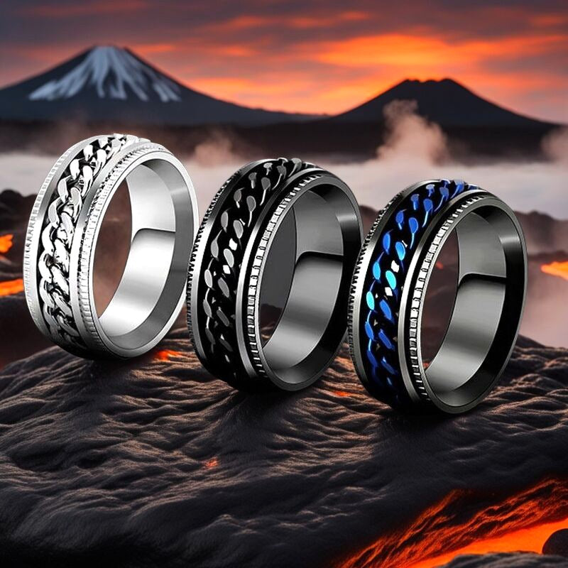 Rotatable Titanium Steel Chain Ring – Fashion Hip Hop Couple Rings, Mindful Meditation Stress Relief Ring