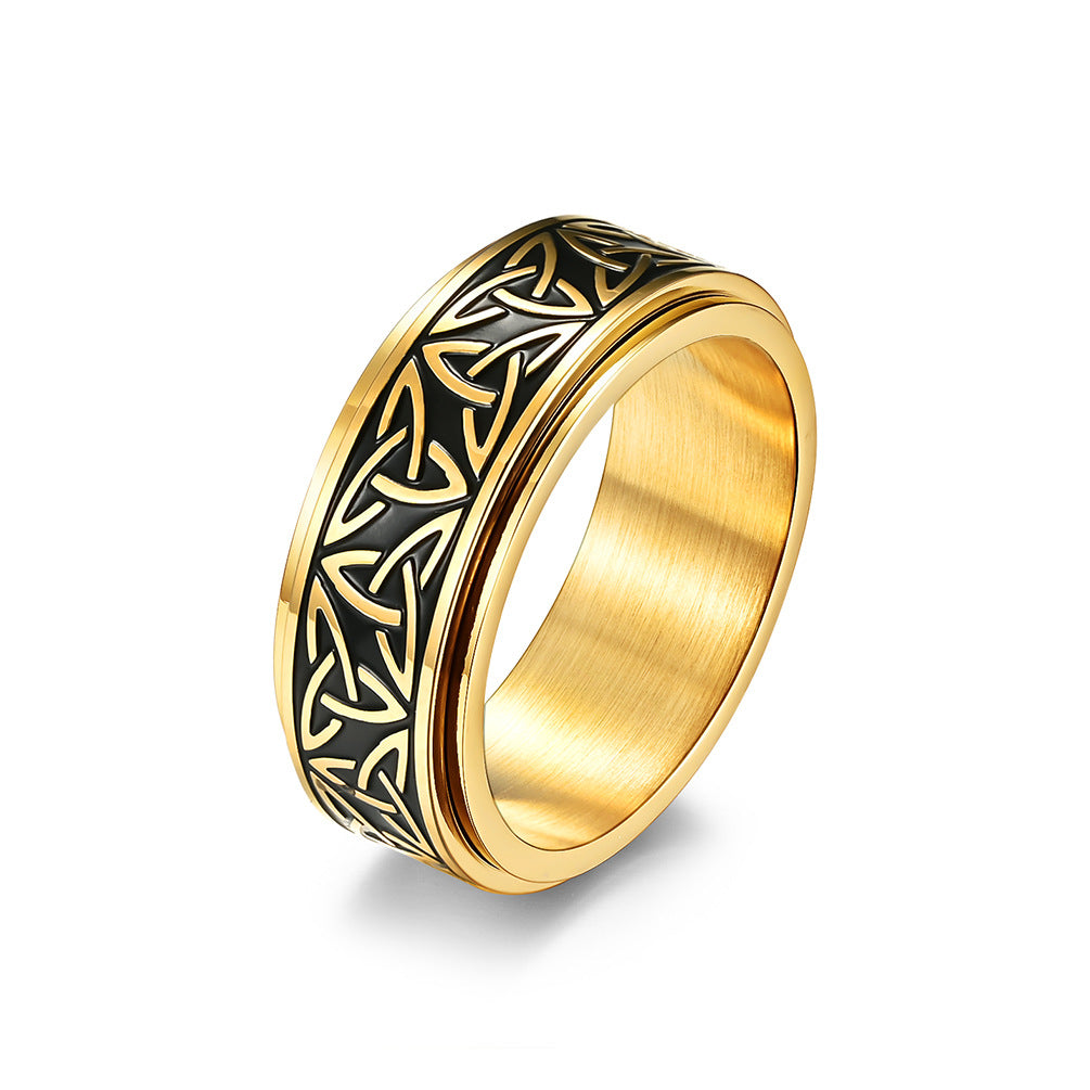 Nordic Viking Tri-Angle Rotating Titanium Steel Meditation Ring – Unisex Stress Relief Anxiety Ring