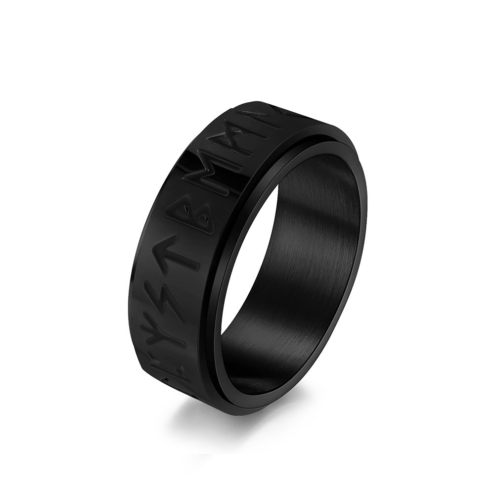 Nordic Viking Rune Spinning Meditation Ring – Stress Relief Titanium Steel Unisex Minimalist Jewelry