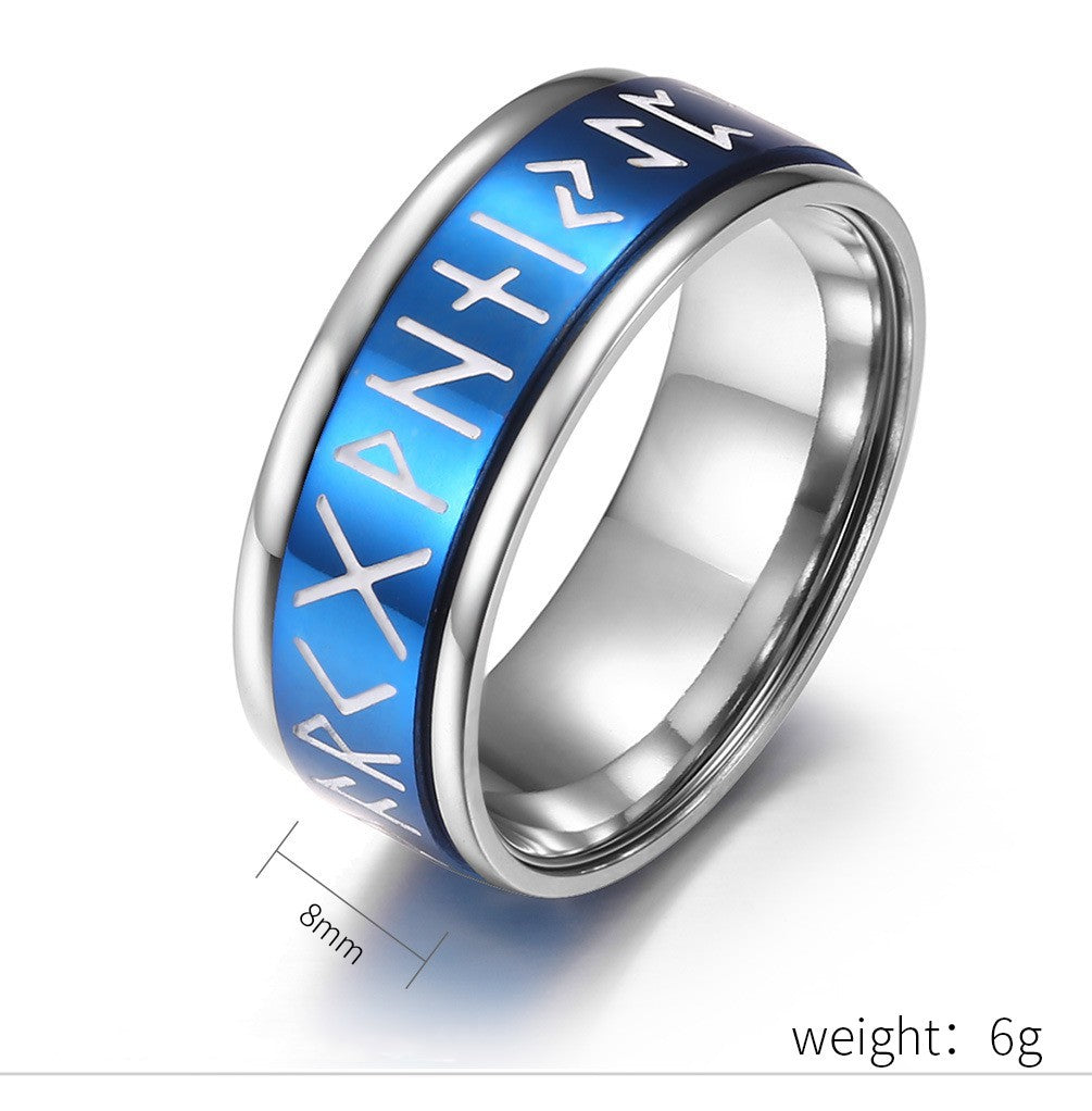 Nordic Viking Rune Spinning Meditation Ring – Glow in The Dark Minimalist Ring (Unisex)