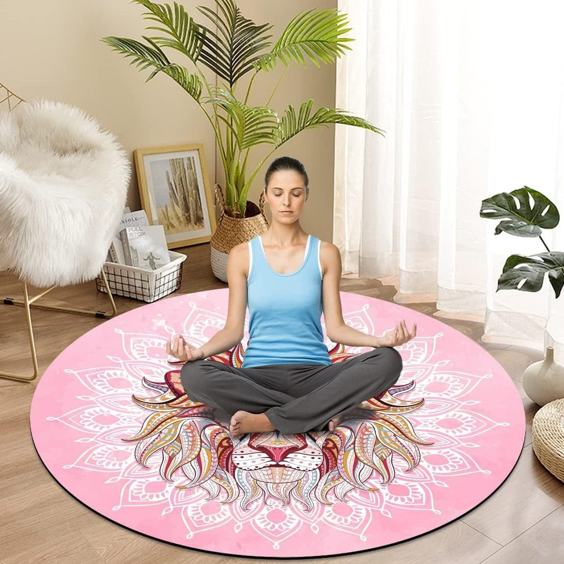 Suede & Natural Rubber Meditation Yoga Mat – Non-Slip Round Zen Mat for Yoga, Pilates & Workout