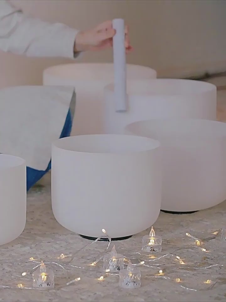 432Hz Crystal Singing Bowl Set - Yoga Meditation Sound Healing Bowl, Stress Relief, High-Purity Quartz, Precision Tuned