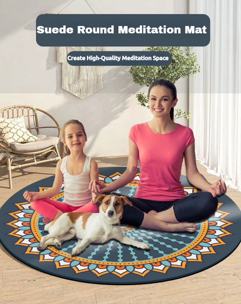Suede Round Meditation Mat – Non-Slip, Thickened for Yoga, Fitness, Jump Rope & Zen Sitting （Multiple Patterns）