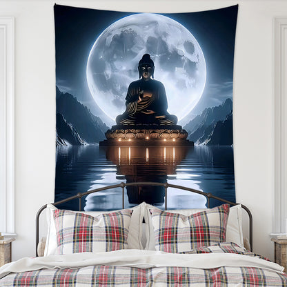 Meditation Bedroom Decor Buddha Shrine Background Digital Printed Peach Skin Tapestry Wall Hanging for Bedroom & Living Room