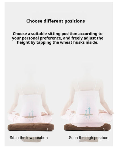 Retro Buckwheat Meditation Cushion - Ergonomic Tailbone Support Pillow for Yoga, Zen Sitting